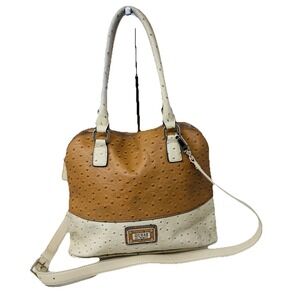GUESS‎ Los Angeles Faux Leather Woman Shoulder Crossbody Bag Logo Beige